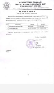 PENGUMUMAN PERUBAHAN JADWAL PEMBAYARAN UKT DAN BESARAN UKT BAGI CALON MAHASISWA BARU IAIN SYEKH NURJATI CIREBON JALUR UM-PTKIN